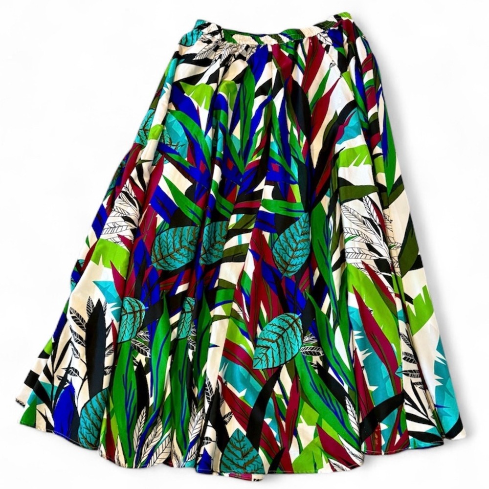 Flint & Moss Maxi Skirt Palm Leaf Print‎ Multicolor Summer Bohemian Womens XL/TG